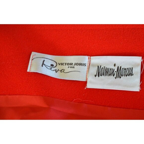 Vintage 70s Victor Joris for Riva Neiman Marcus Bright Red Wool Trench Coat S/M - Picture 4 of 12